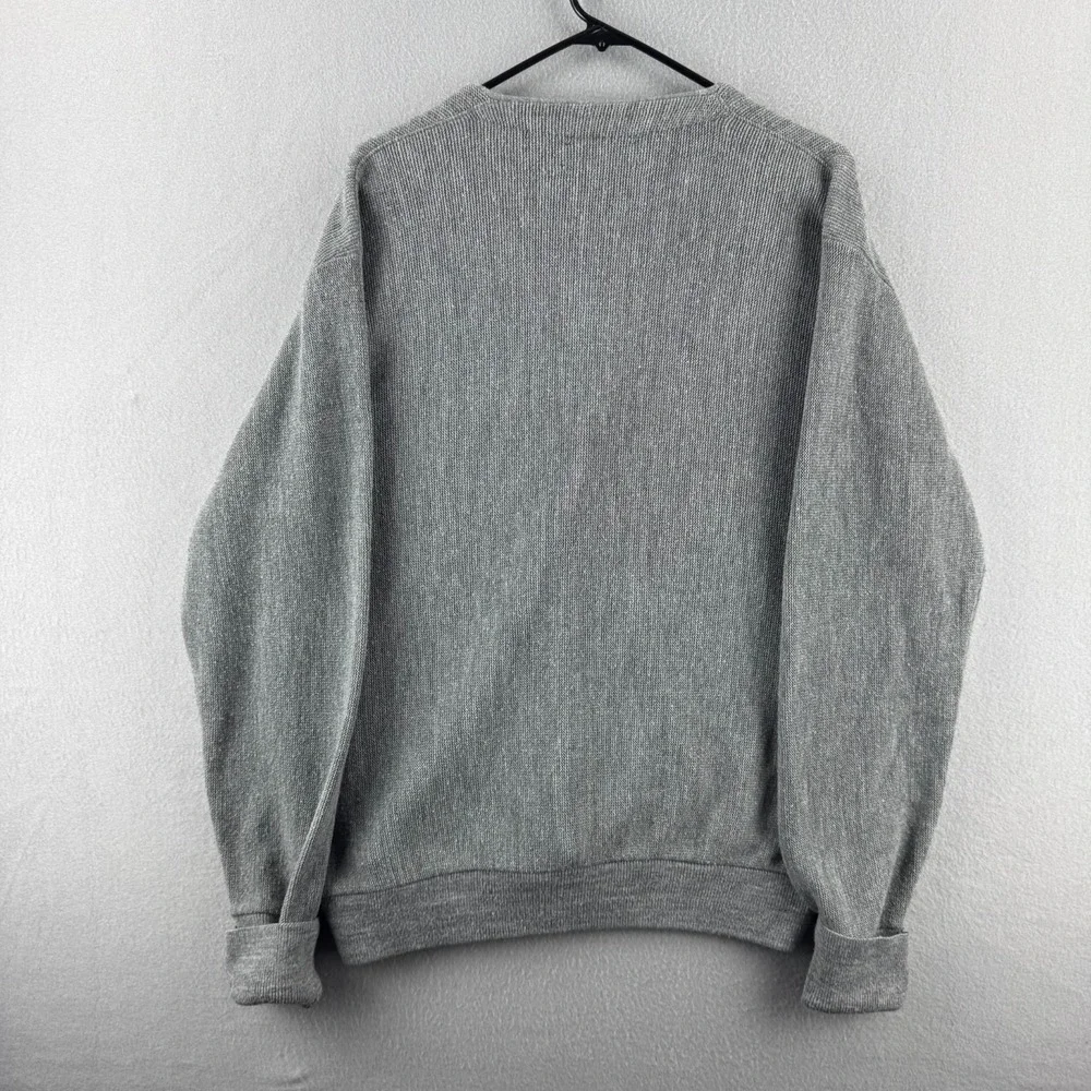 Vintage Izod Cardigan Sweater Mens Large Gray Acrylic Button Up 80s Made in USA